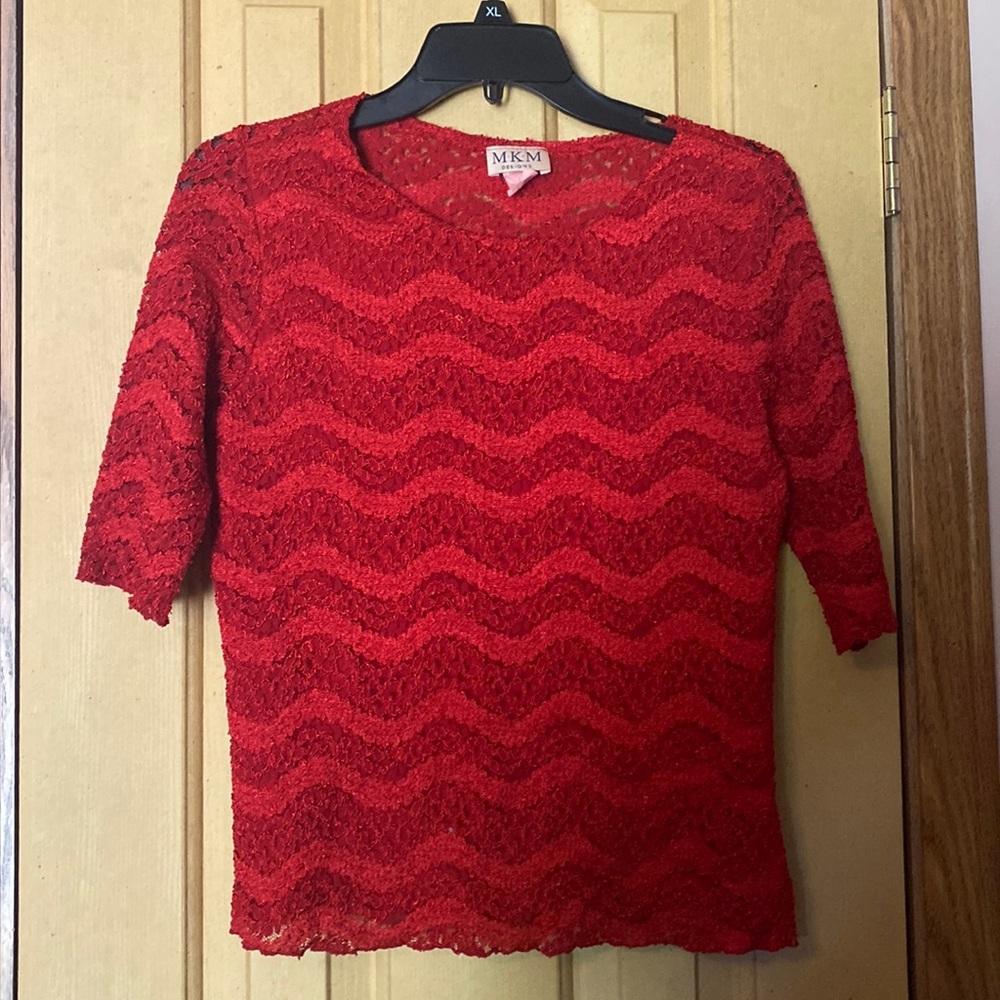 MKM Designs red Lacey top